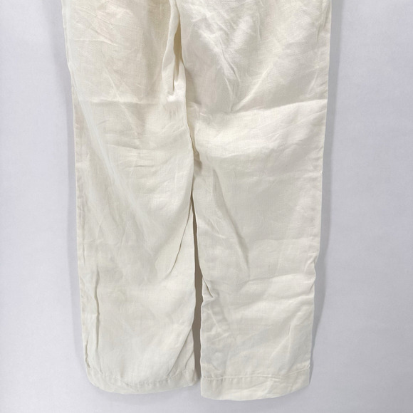G1 Goods Linen Pants Womens 6 Ivory Straight Leg Yacht Old Money Coastal Preppy - Picture 8 of 11